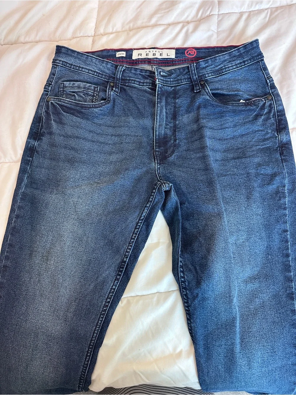 Artful Rebel Men's Blue Denim Stretch Slim Fit Medium Wash 5-Pocket Mid Rise